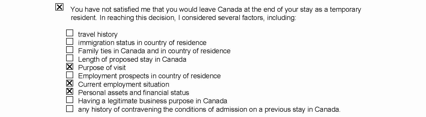 отказ в выдаче канадской визы